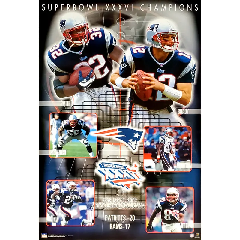 New England Patriots Super Bowl XXXVI (2002) Champions Commemorative Poster - Starline