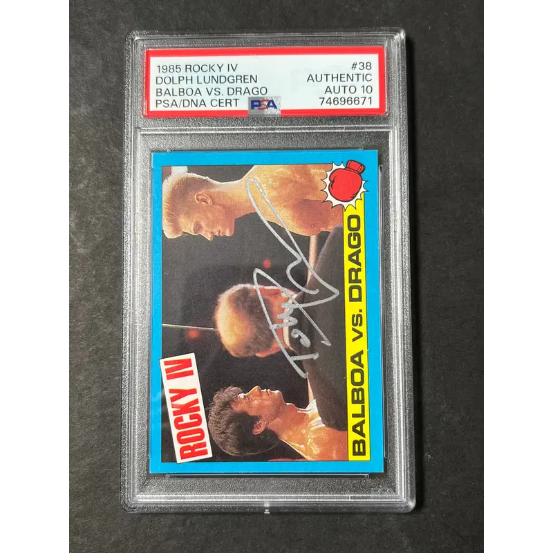 1985 Topps Rocky IV #38 Signed Card Dolph Lundgren PSA Auto 10 Ivan Drago