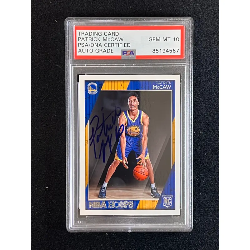 2016-17 NBA Hoops #293 Patrick McCaw Signed Card AUTO 10 PSA Slabbed RC Warriors