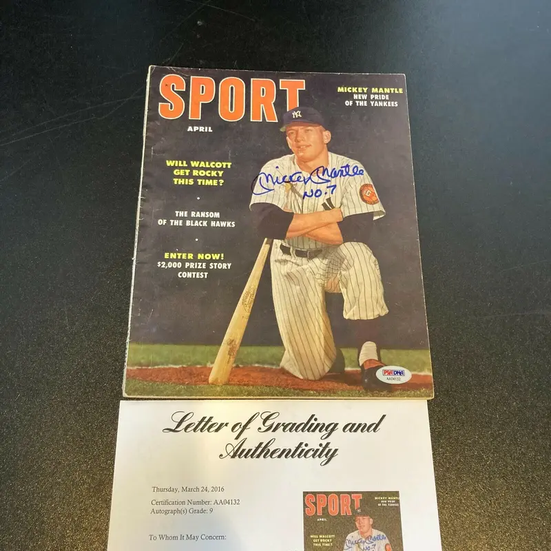 Mickey Mantle Signed 1953 Sport Baseball Magazine PSA DNA Graded MINT 9 Yankees