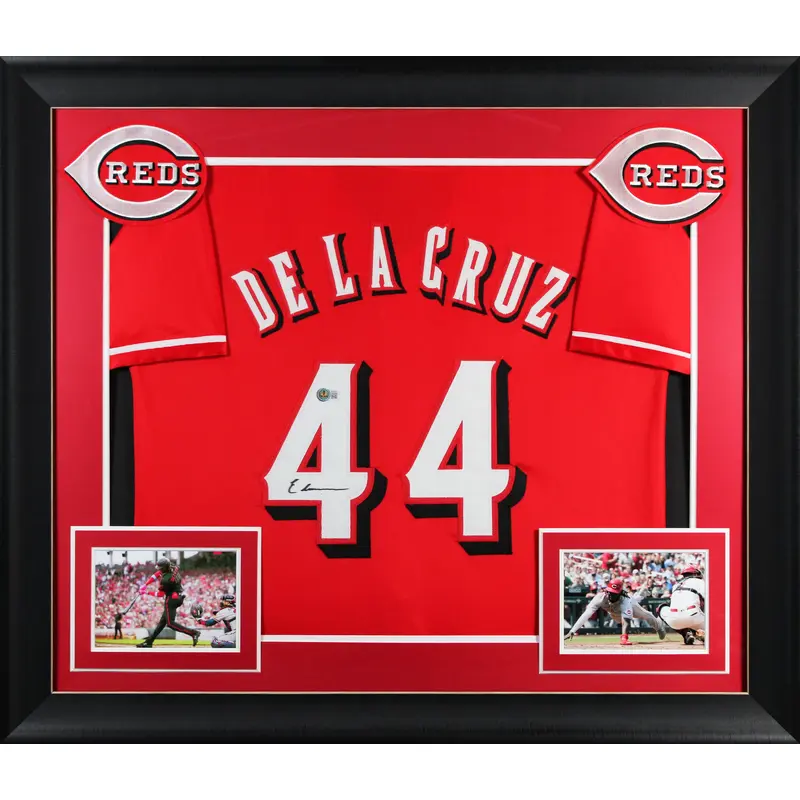Elly De La Cruz Authentic Signed Red Pro Style Framed Jersey w/ Dropshadow BAS