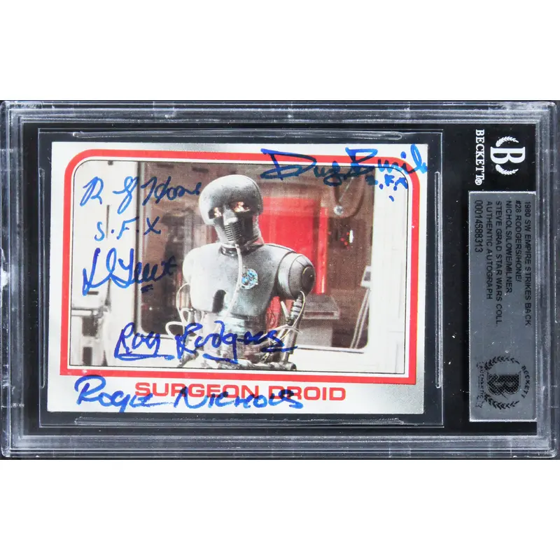 Star Wars (5) Rodgers, Hone, Nichols +2 Signed 1980 SW ESB #28 Card BAS Slabbed