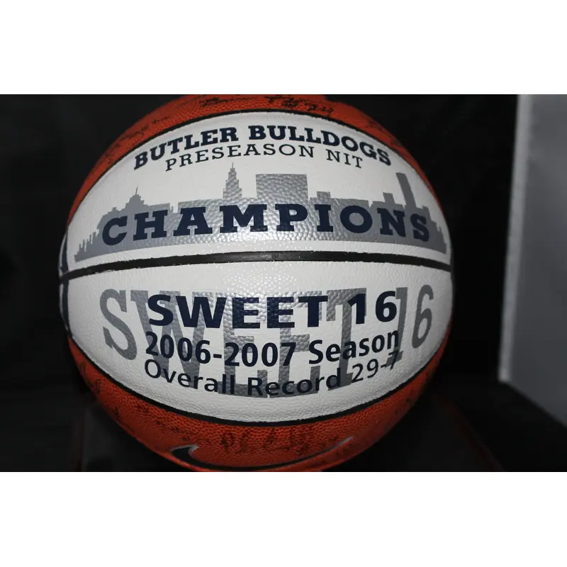 2006-07 Butler University Autographed Basketball w/ Display Case