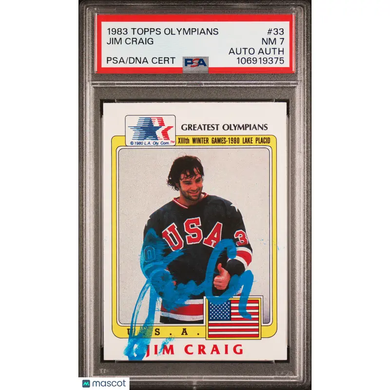 1983 Topps History's Greatest Olympians #33 Jim Craig signed card PSA 7 Auto A
