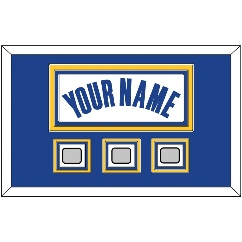 Golden State Name & 3 Finals Patches - White Association - Triple Mat 2