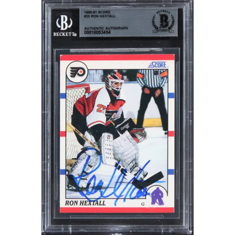 Flyers Ron Hextall Authentic Signed 1990 Score #25 Card BAS Slabbed 1