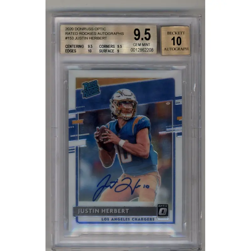Justin Herbert 2020 Donruss Optic Rated Rookies Auto #153 118/150 BGS 9.5 Gem Mint