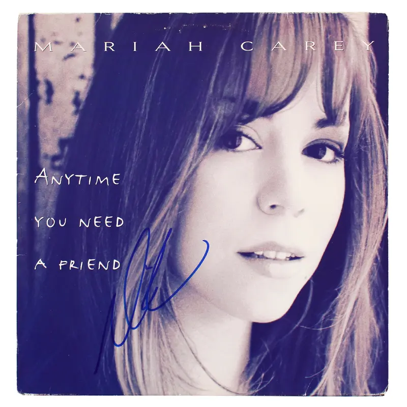 Mariah Carey Authentic Signed Anytime You Need A Friend Album Cover BAS #BG90698