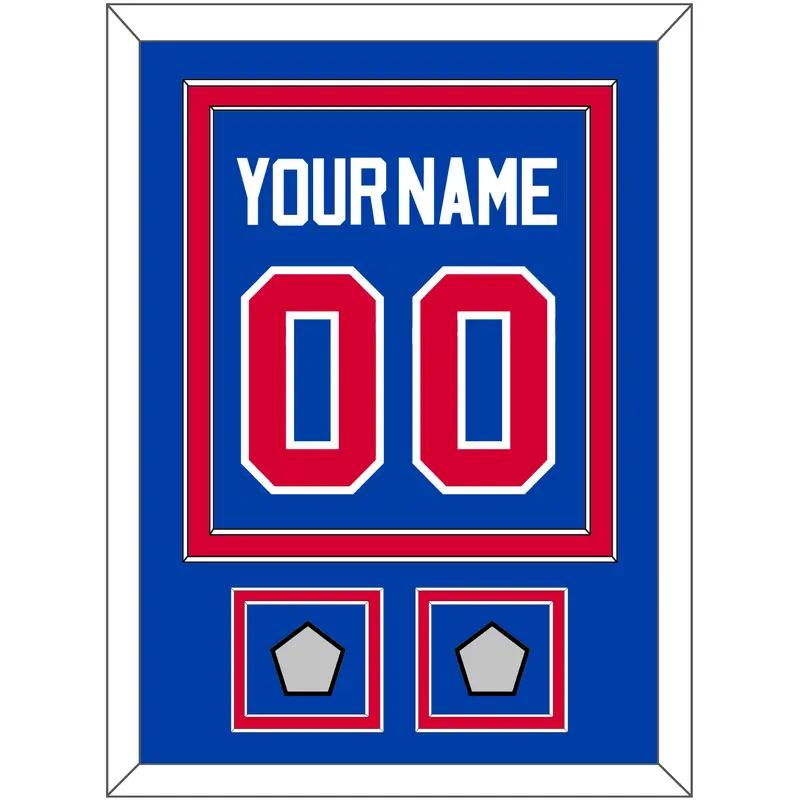 Detroit Name & Number With 2 Champions Patches - Road Blue (1981-1996) - Double Mat 2