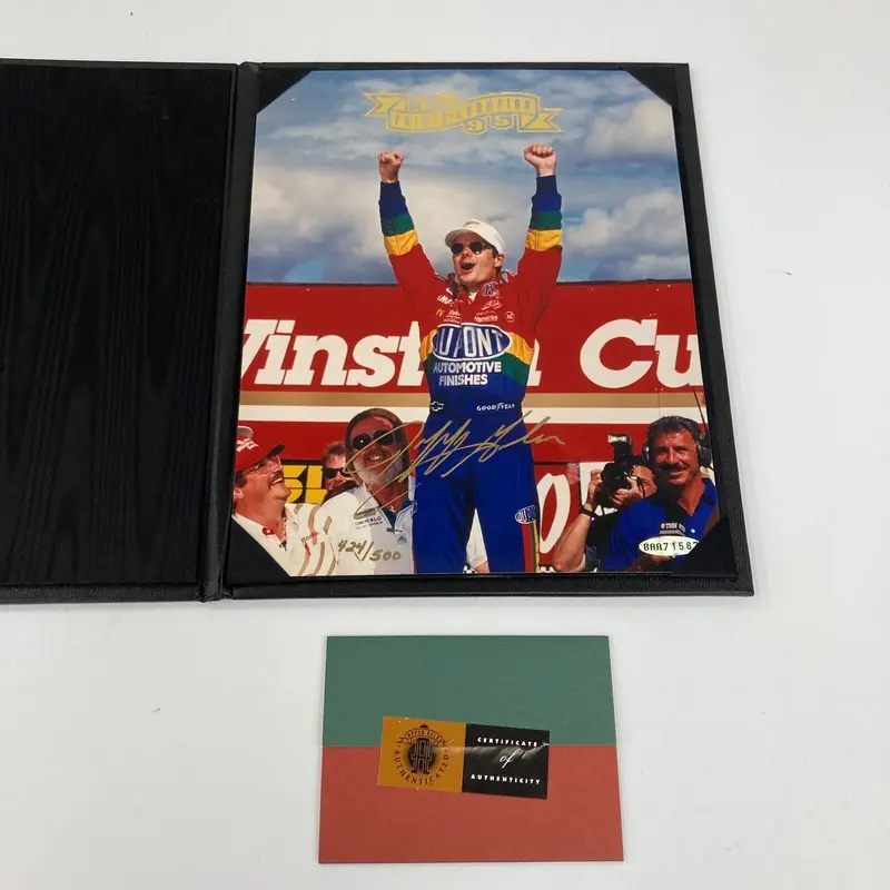 Jeff Gordon Signed 8x10 Photo UDA Upper Deck LOA & Leather Case NASCAR