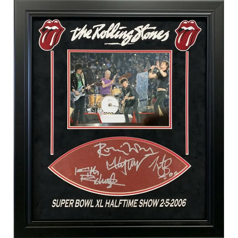 Mick Jagger Rolling Stones Band Signed Football Super Bowl XL Halftime Show PSA