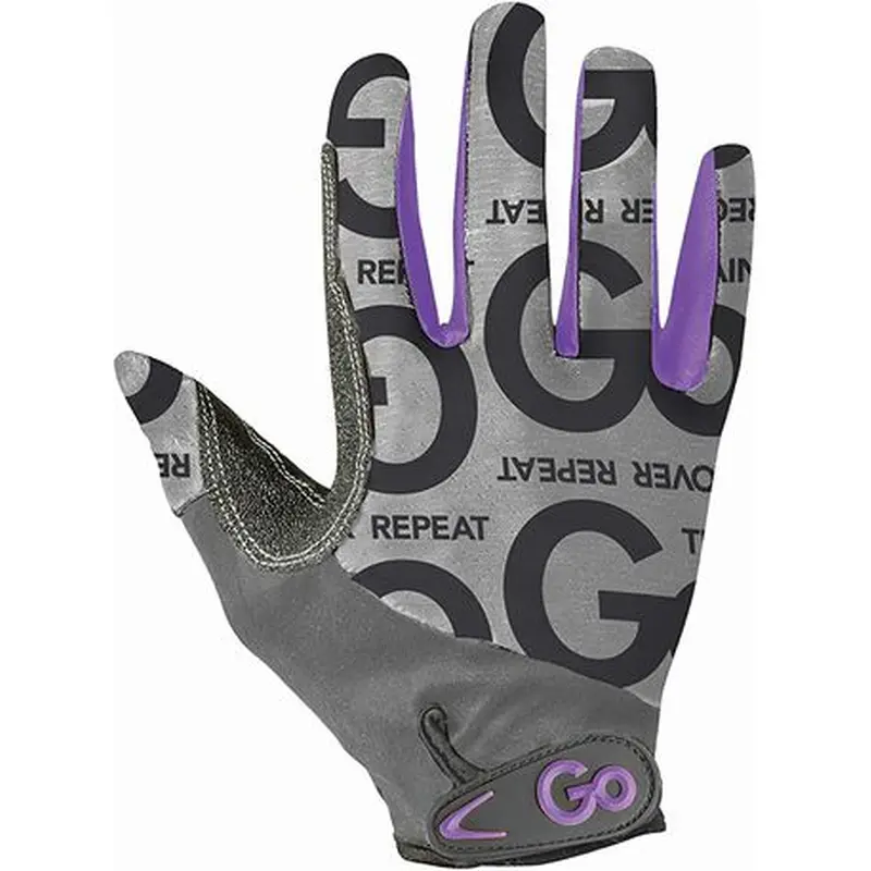 New Go Fit Women's Go Grip Full Finger Lifting Gloves Grey/Purple Size Small
