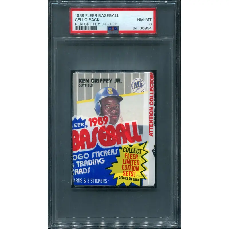 1989 Fleer Baseball Unopened Cello Pack PSA 8 Griffey Jr. Top *6994