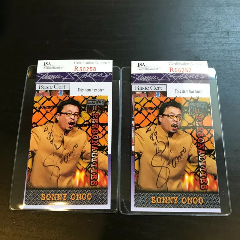 Lot Of (2) Sonny Onoo WWE Signed Autographed Wrestling Cards JSA COA