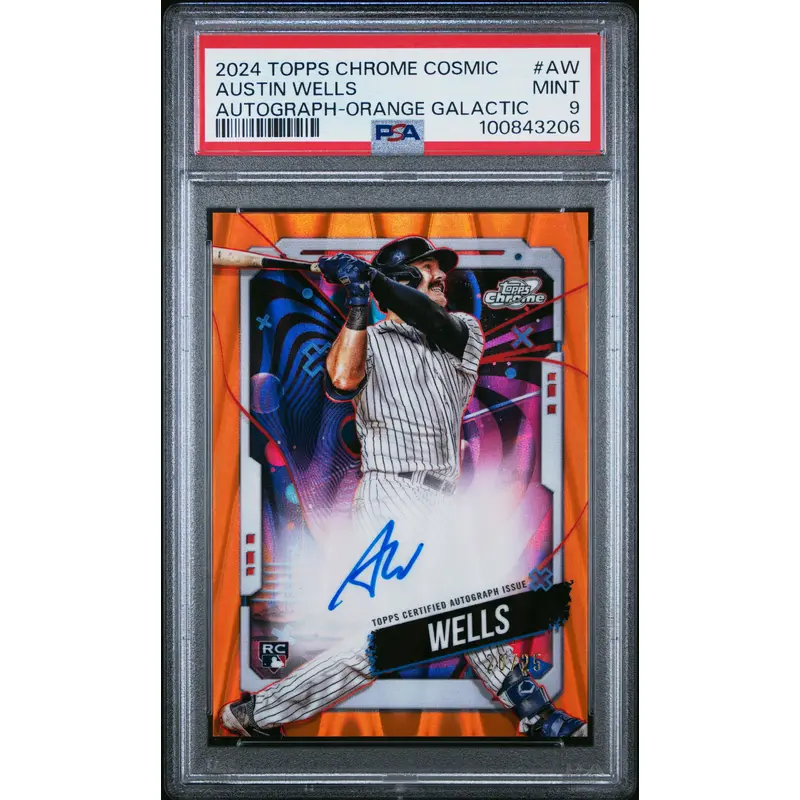Austin Wells 2023 Topps Chrome Cosmic Orange Auto #20/25 PSA 9 Mint