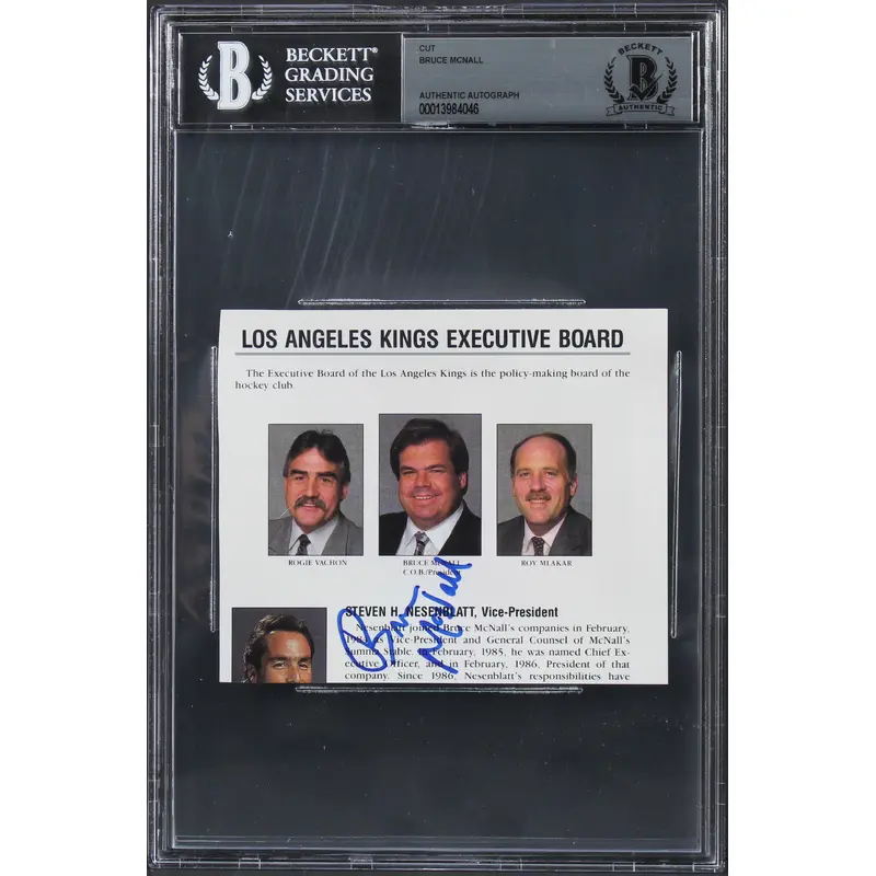 Penguins Bruce McNall Authentic Signed 4.75x4 Cut Signature BAS Slabbed