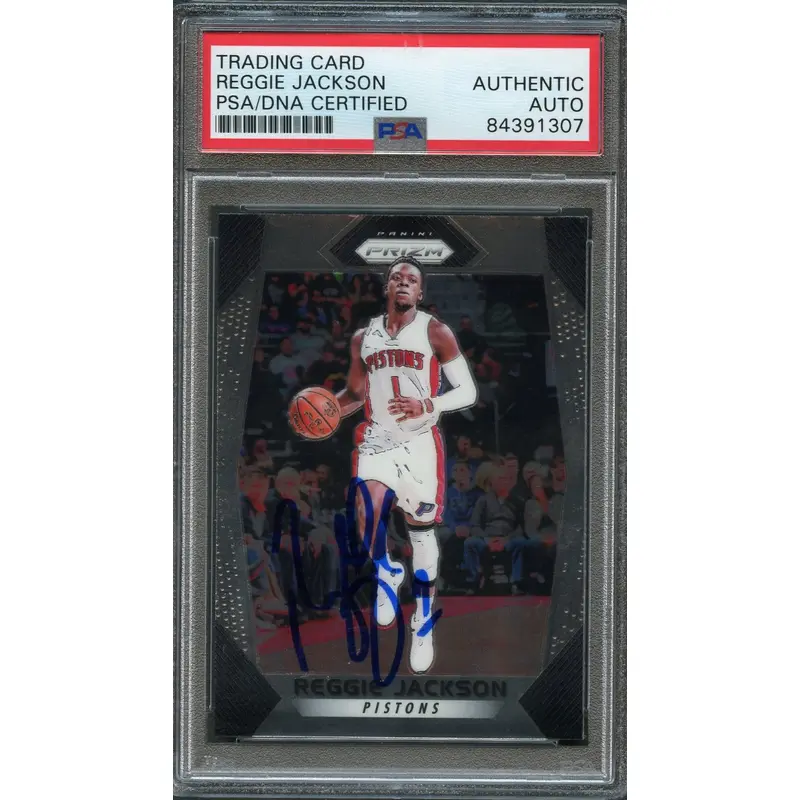 2017-18 Panini Prizm #174 Reggie Jackson Signed Card Auto PSA/DNA Slabbed Pistons