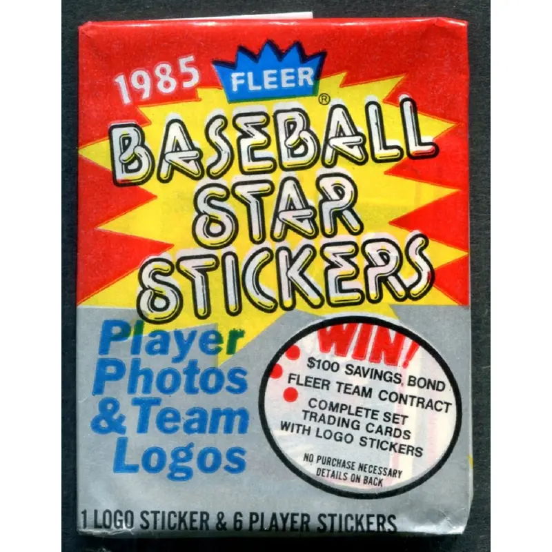 1985 Fleer Baseball Star Stickers Unopened Wax Pack