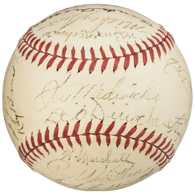 Beautiful 1942 All Star Game Team Signed Baseball Arky Vaughan Mel Ott PSA DNA