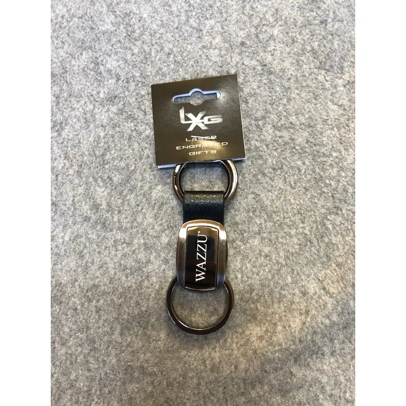 Black Leather WAZZU Key Tag