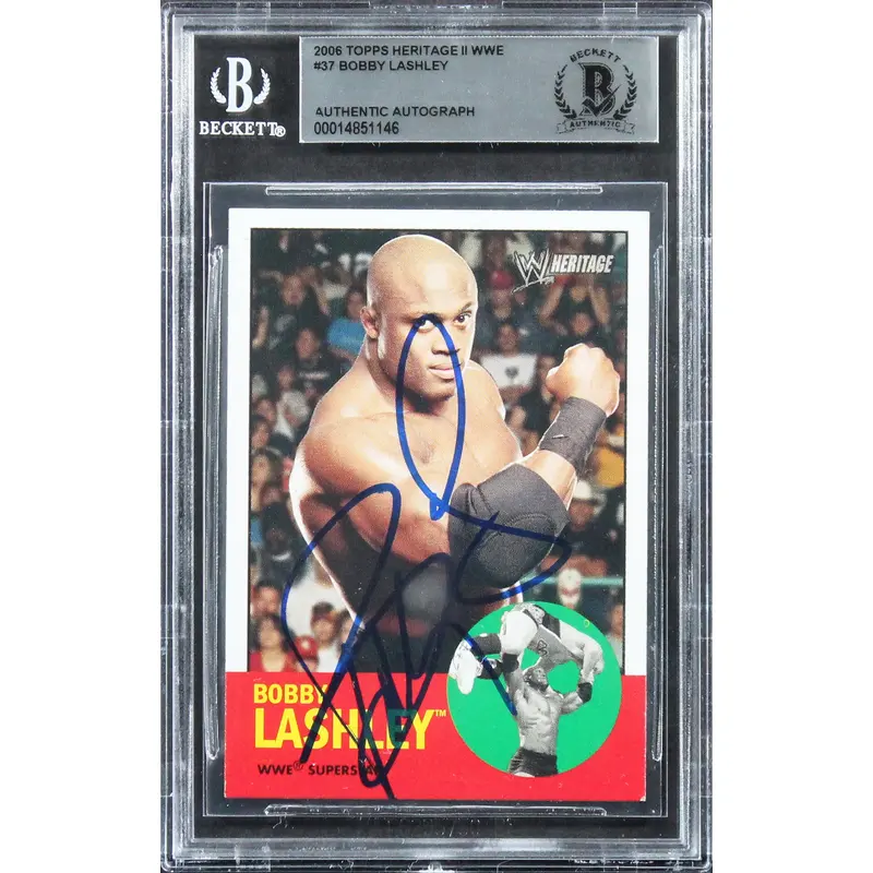 Bobby Lashley Authentic Signed 2006 Topps Heritage II WWE #37 Card BAS Slabbed