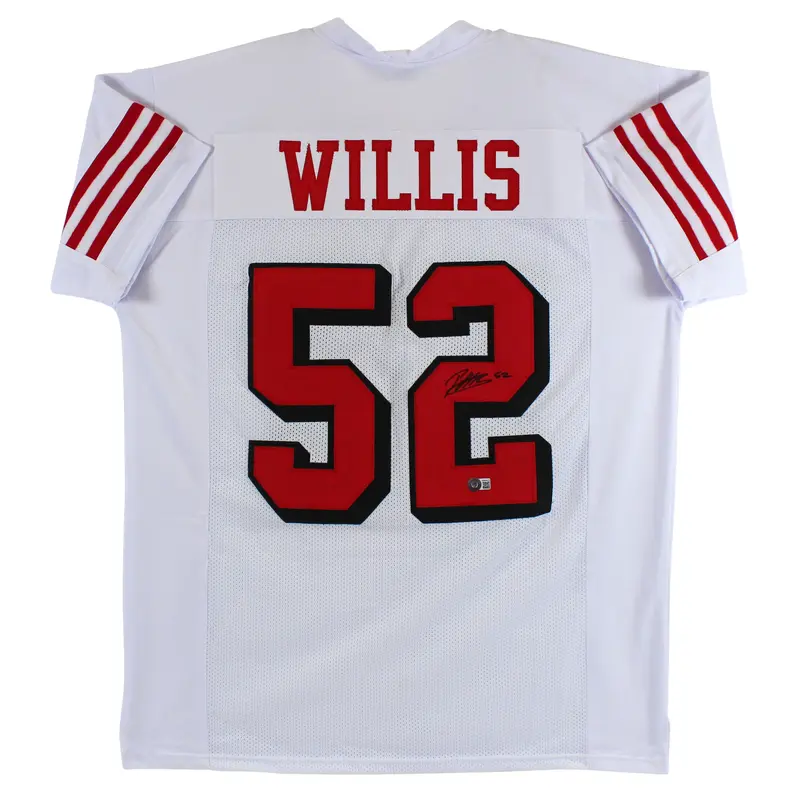 Patrick Willis Authentic Signed White Pro Style Jersey w/ Drop Shadow BAS Wit