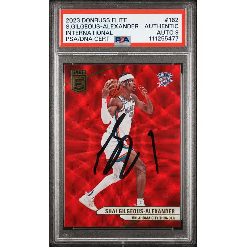 Shai Gilgeous-Alexander Signed 2023 Donruss Elite Inter #162 Card Auto PSA Slab