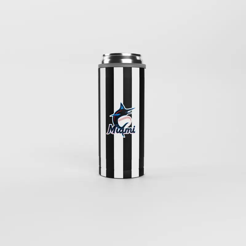 Miami Marlins 12oz Striped Powdercoat SlimCan Coolie