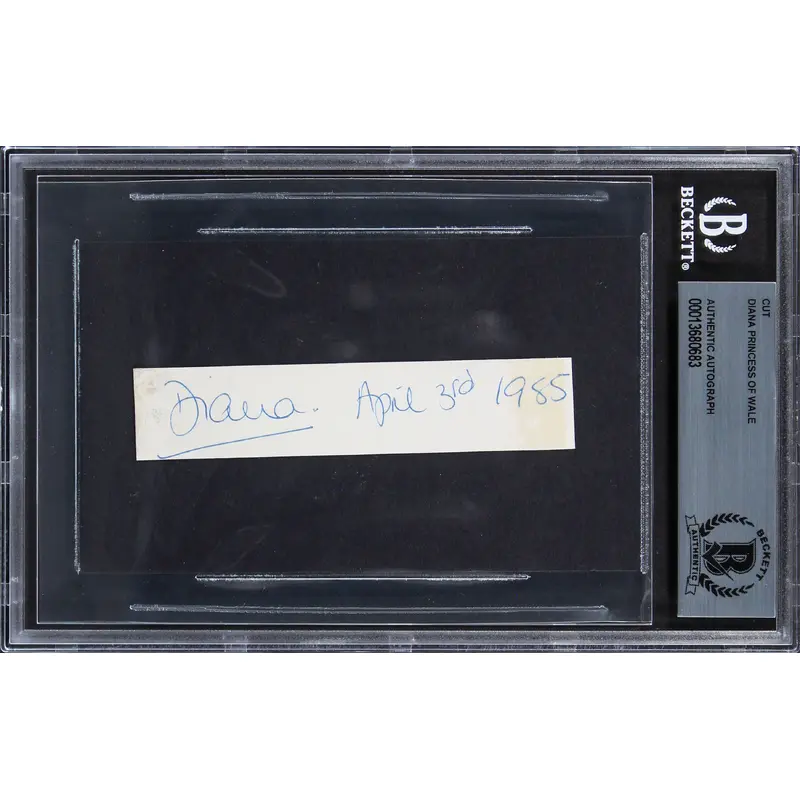 Princess Diana April 3rd 1985 Authentic Signed .85x3.85 Cut BAS Slabbed