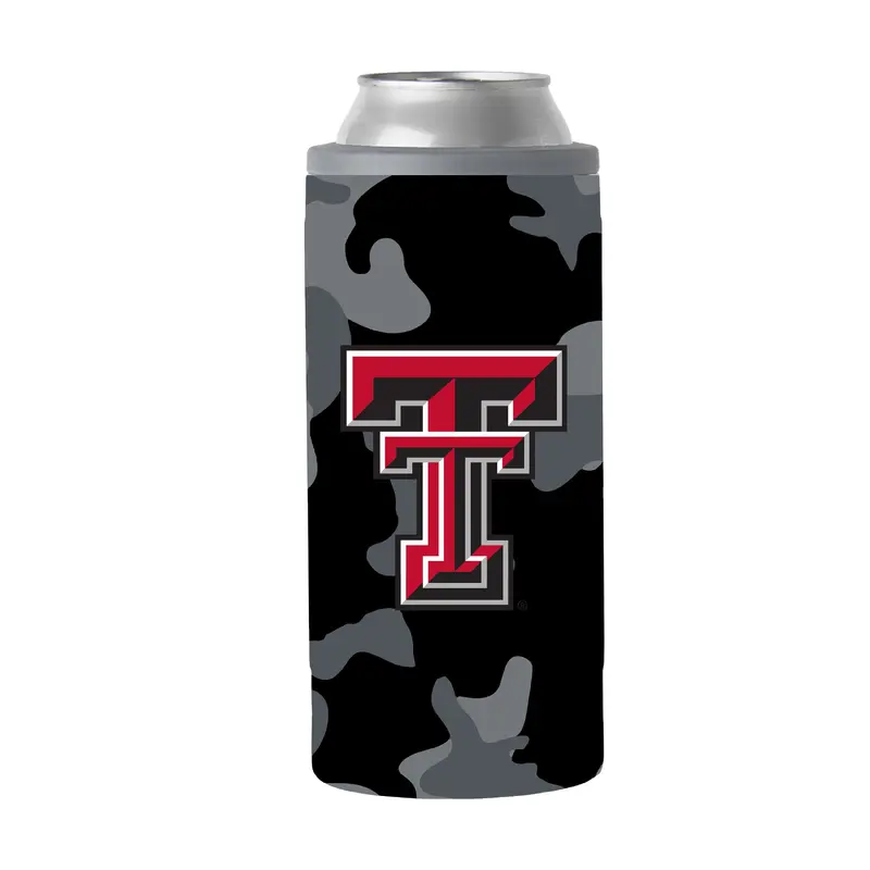 TX Tech Black Camo 12oz Slim Can Coolie