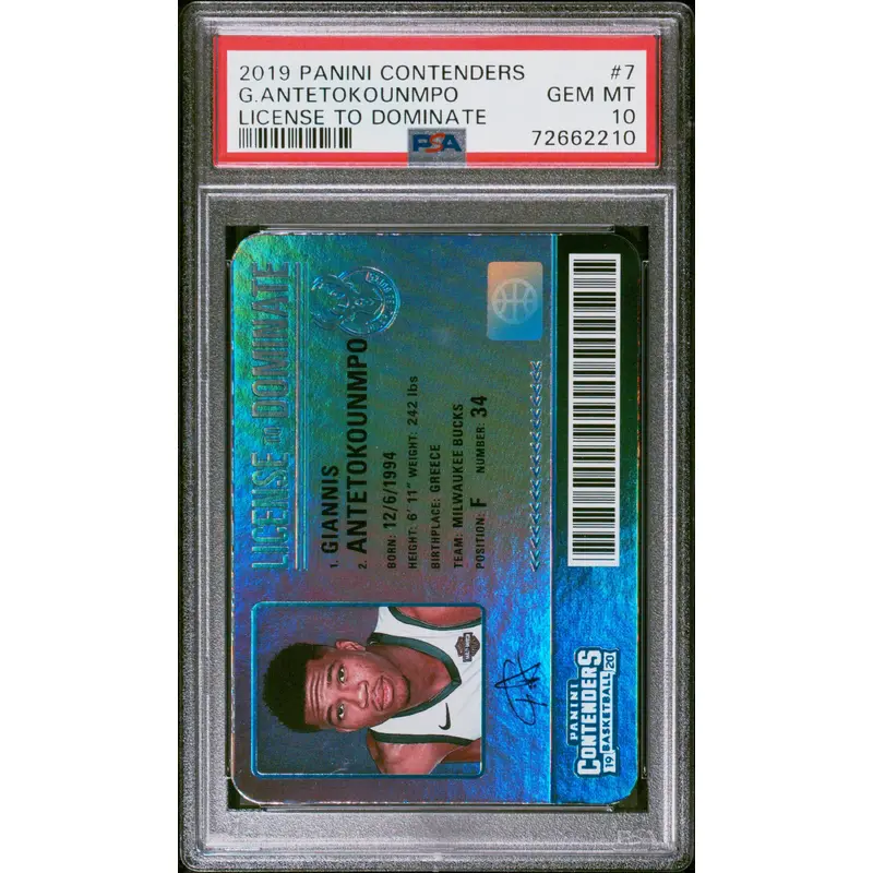Giannis Antetokounmpo 2019 Contenders License to Dominate PSA 10 Gem Mint