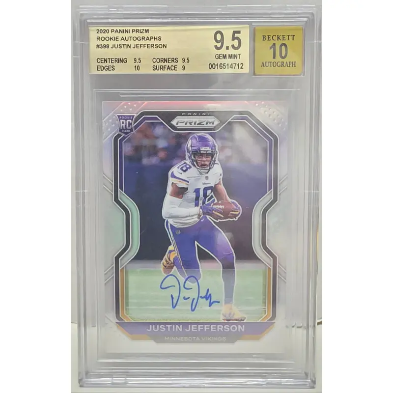 Justin Jefferson 2020 Panini Prizm Rookie Autograph #398 BGS 9.5 Gem Mint Auto 10