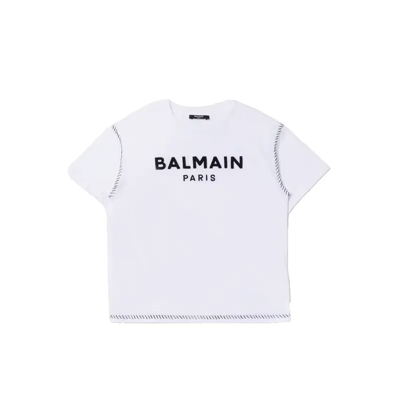 BALMAIN SS LOGO TEE DETAIL WHT BT8Q11 100NE