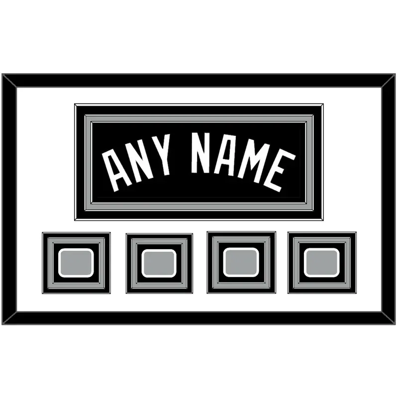San Antonio Name With 4 Finals Patches - Road Black (1989-2002) - Triple Mat 1