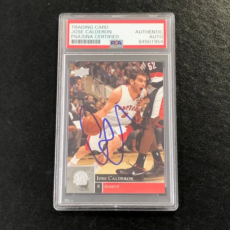 2009-10 Upper Deck Basketball #181 Jose Calderon Signed Card AUTO PSA Slabbed Raptors