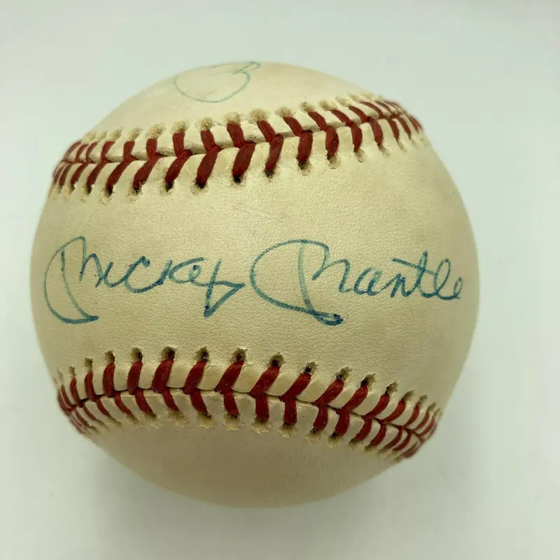 Mickey Mantle & Billy Martin Signed 1970's National League Baseball JSA COA