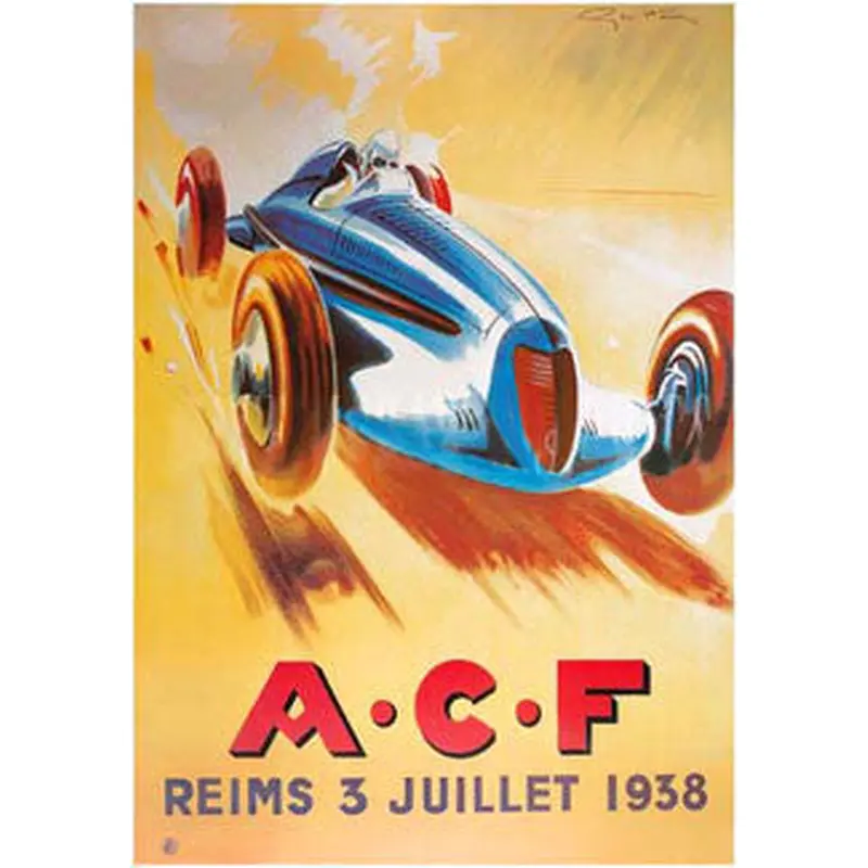 Grand Prix de l'A.C.F. Reims 1938 Vintage Poster Reproduction - Bruce McGaw