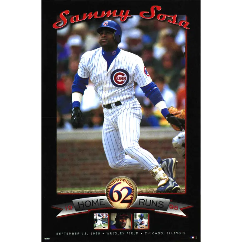 Sammy Sosa "62" Chicago Cubs Home Run Commemorative Poster - Costacos 1998