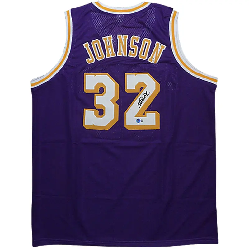 Magic Johnson Autographed Los Angeles (Purple #32) Custom Jersey - Beckett