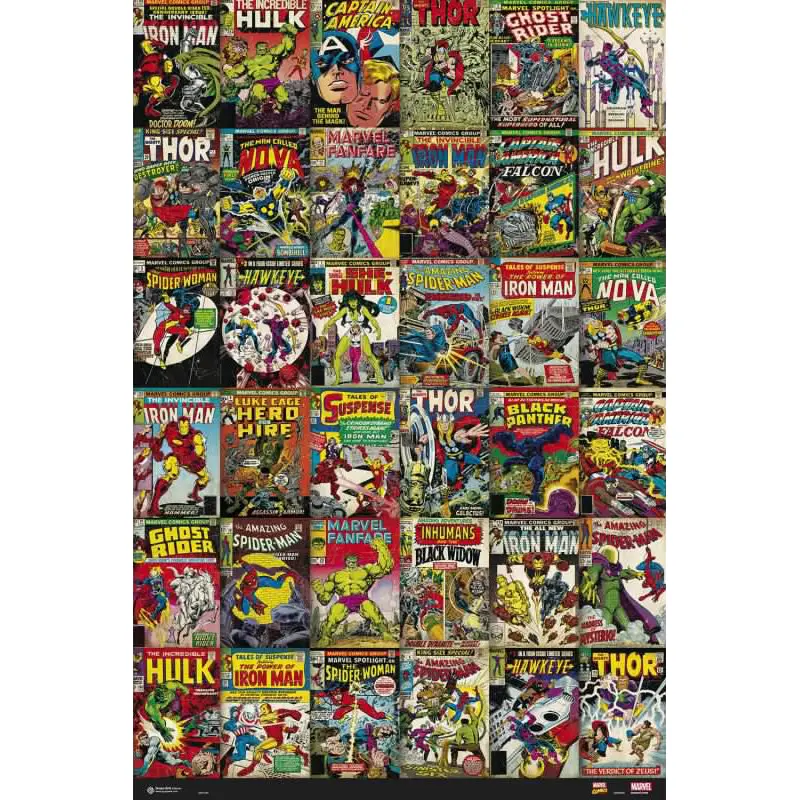 Marvel Comics Universe 36 Historic Covers On One Poster - Grupo Erik