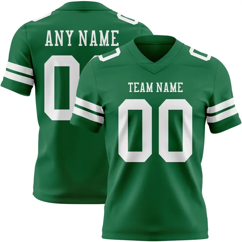 Custom Kelly Green White Mesh Authentic Football Jersey