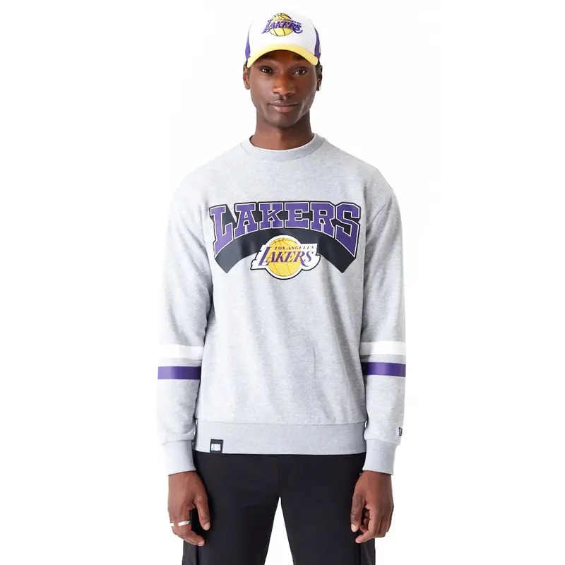 LA Lakers NBA Arch Grey Crew Neck Sweatshirt