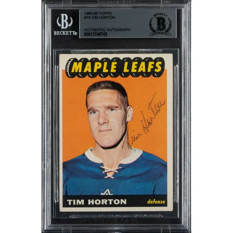 1965 Topps Tim Horton #79 Signed Hockey Card BGS Authenticated RARE