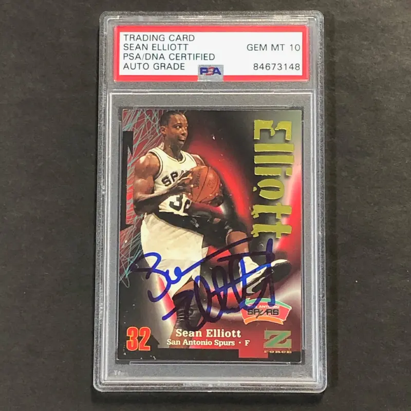 1998-99 Z Force #177 Sean Elliott Signed Card Auto 10 PSA Slabbed Spurs