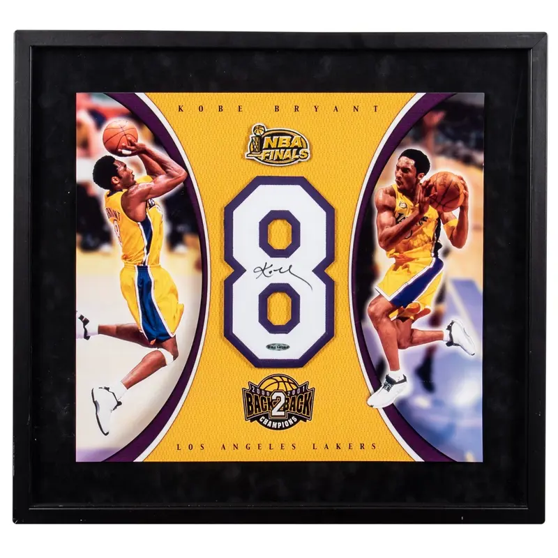 Kobe Bryant Signed 2000-01 Finals Jersey Number Display UDA Upper Deck COA