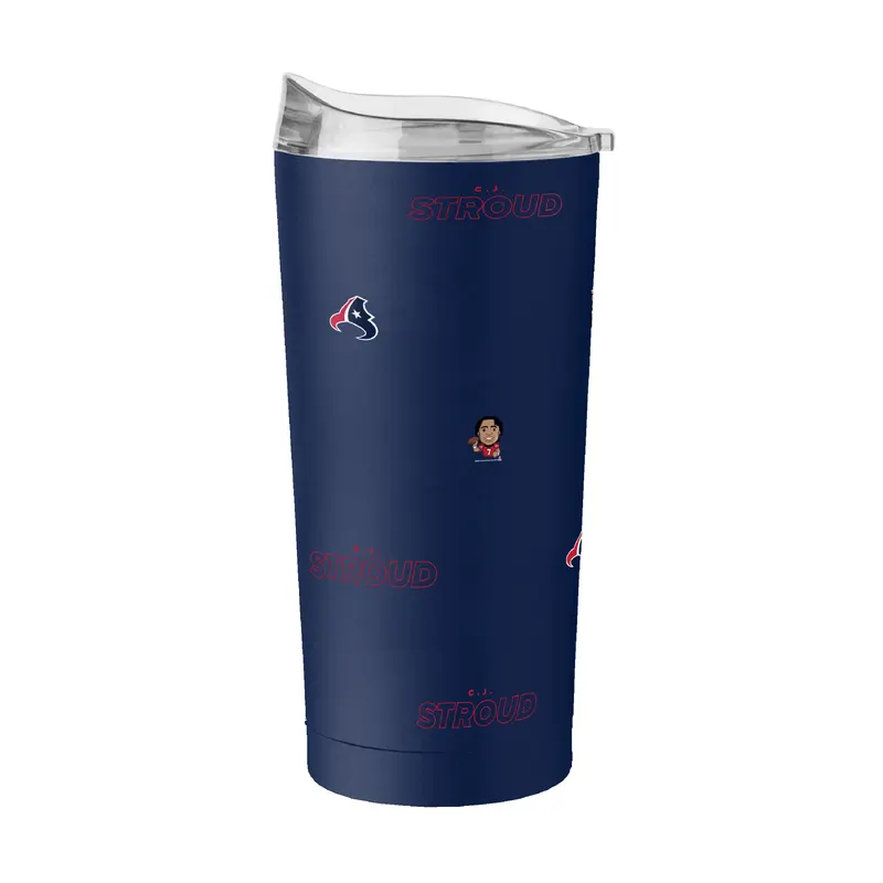 Houston Texans CJ Stroud Caricature Step And Repeat 20oz Powder Coat Tumbler