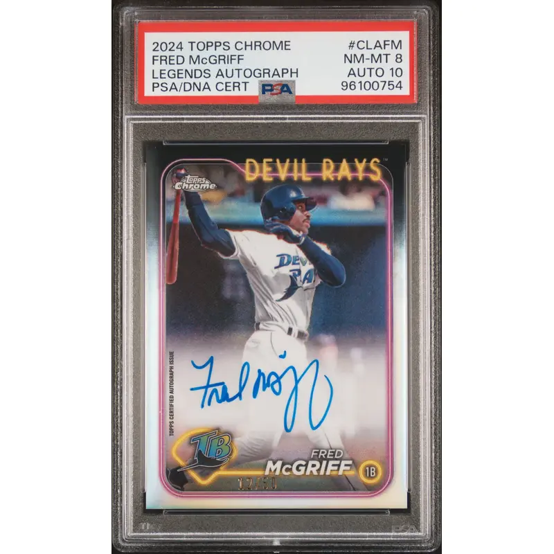Fred McGriff 2024 Topps Chrome Legends Auto #12/50 PSA 8 Auto 10