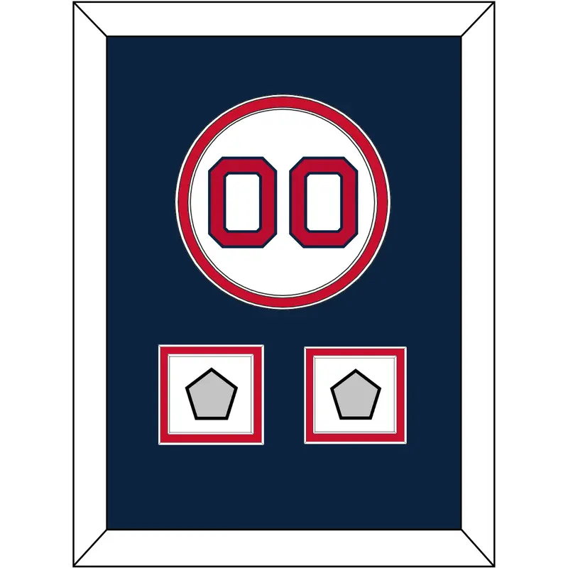 Boston Number & 2 World Series Jersey Patches - Home White - Double Mat 4