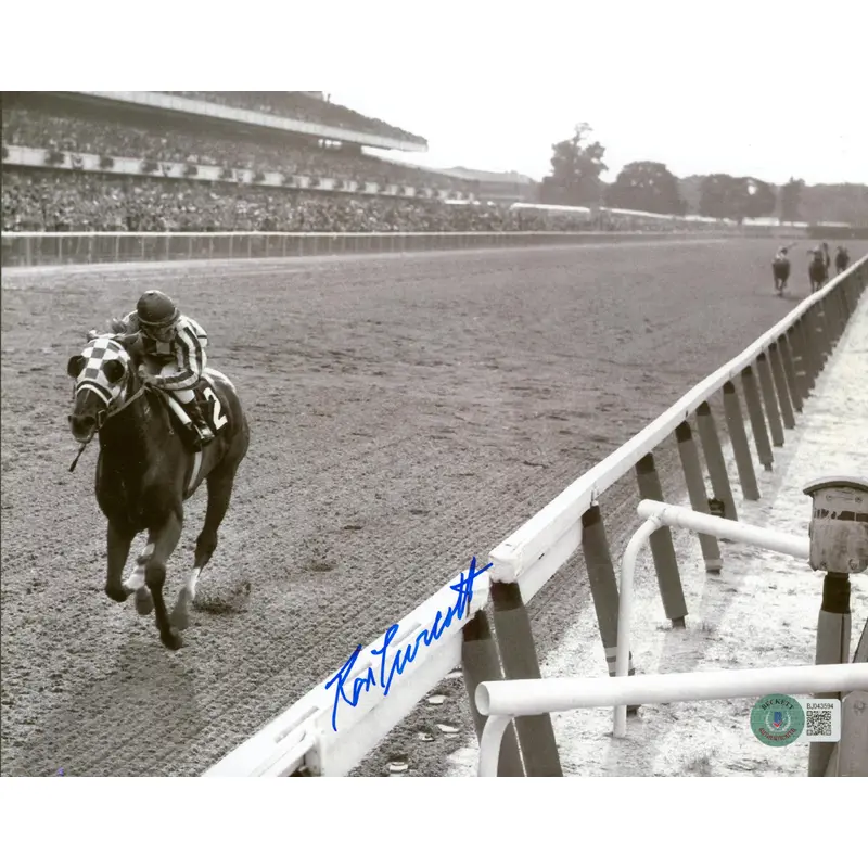 Ron Turcotte Authentic Signed 8x10 Secretariat Black & White Photo BAS #BJ043594