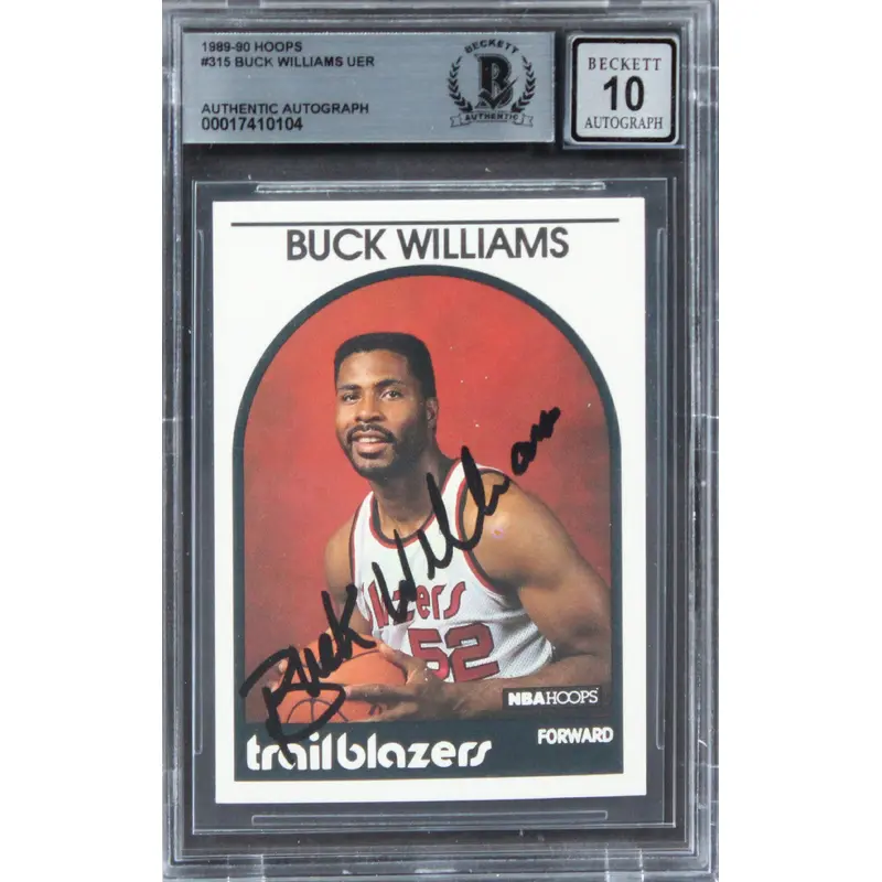 Blazers Buck Williams Authentic Signed 1989 Hoops #315 Card Auto 10 BAS Slabbed